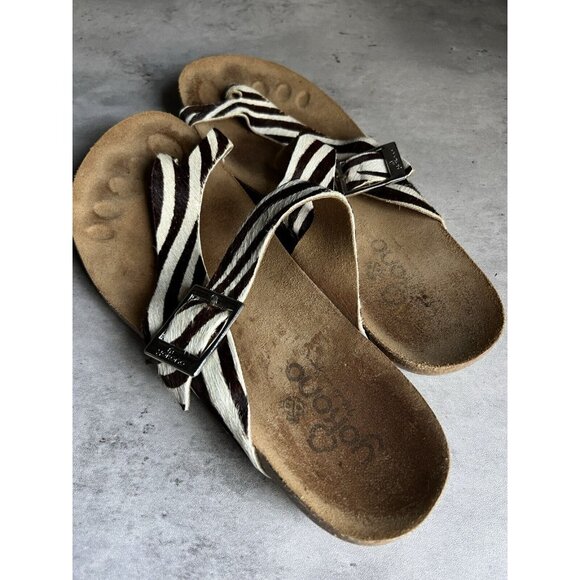 Yokono Calf Hair Animal Print Ibiza Zebra Sandals 7.5 - Picture 10 of 12